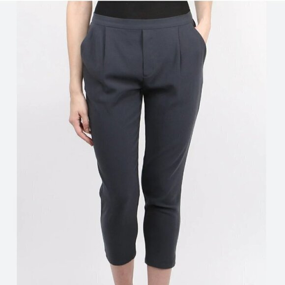 Evam Eva | Cotton Double Cloth Tuck Pants High Rise Pull-On Pleated Grey Size M - Picture 2 of 13